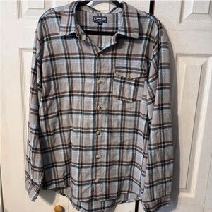 Canon Men’s Plaid Button-Down Shirt in Brown, Gray and Blue